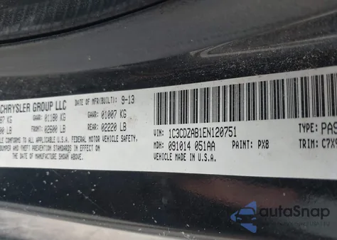 2014 Dodge Avenger Se from USA, damaged, VIN 1C3CDZAB1EN120751